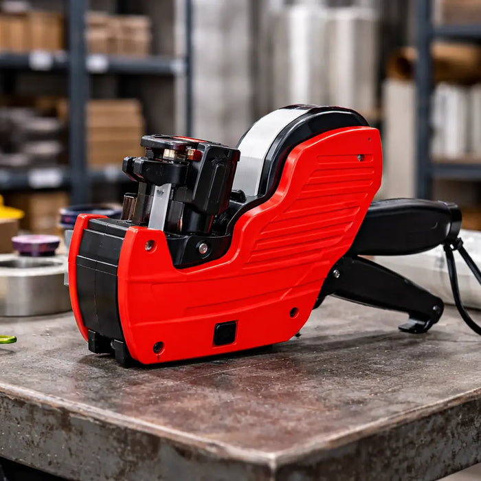 1-line vs 2-line price guns, red price gun in warehouse