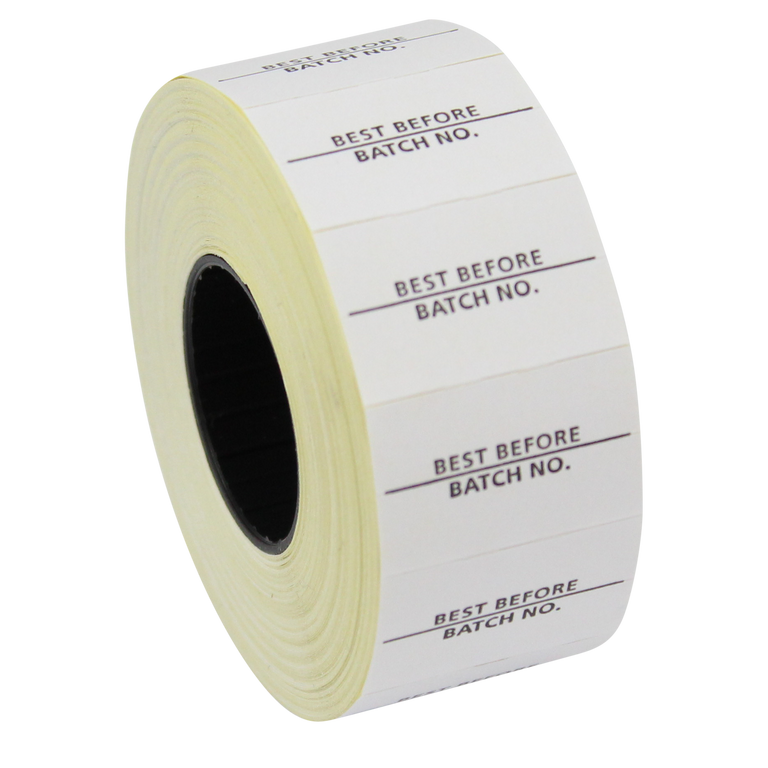 Printed CT7 'Best Before/Batch No.' 26 x 16mm Price Gun Labels