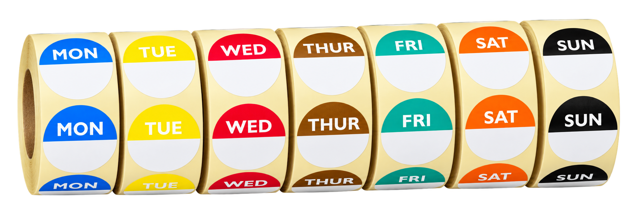 25mm Day Dot Labels - Full Week Pack