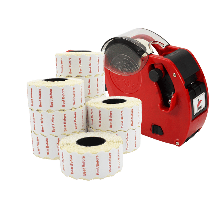 Motex 2612/6 Price Gun Starter Pack with Best Before in Red text Labels