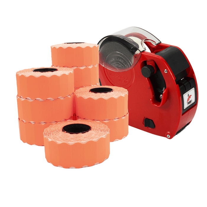 Motex 2612/6 price gun starter pack with fluorescent red labels