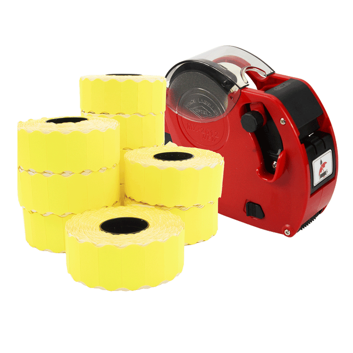 Motex 2612/6 price gun starter pack with fluorescent yellow labels