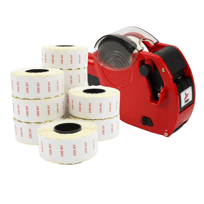 Motex 2612/6 Price Gun Starter Pack with Use By in Red text Labels