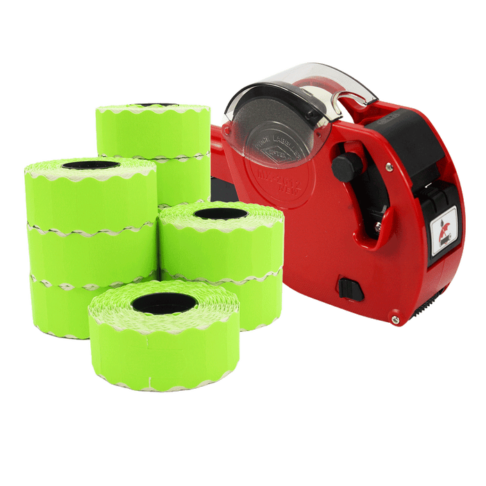Motex 2612/6 price gun starter pack with fluorescent green labels