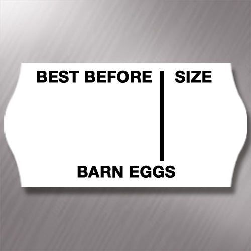 CT4 26 x 12mm Egg Labels Printed 'Barn Eggs'