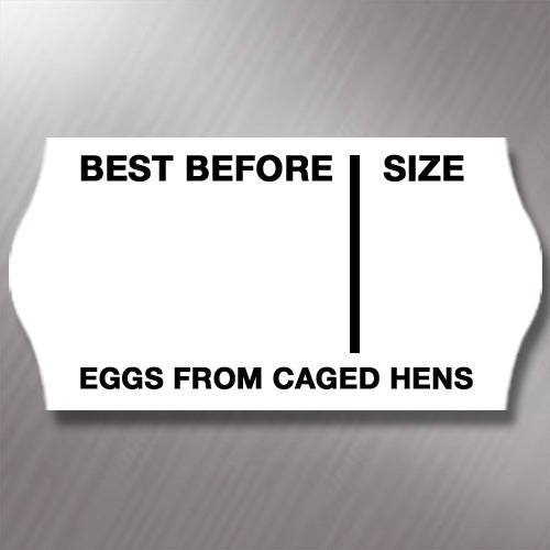 CT4 26 x 12mm Egg Labels Printed 'Caged Hens'